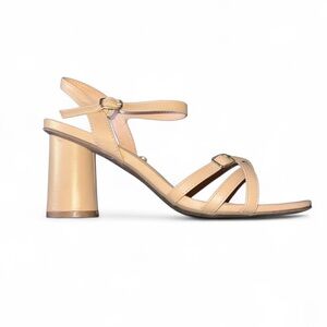 London Fog Nude Beige Strappy‎ Block Heel Sandals Varrie Size 9W
